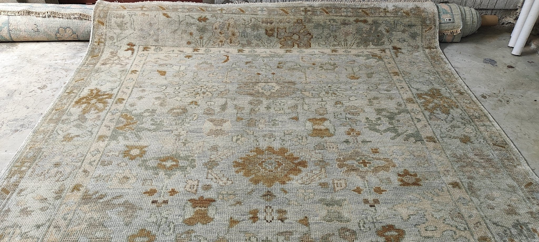 Wenche Myhre 8x10 Silver and Grey Hand-Knotted Oushak Rug | Banana Manor Rug Company