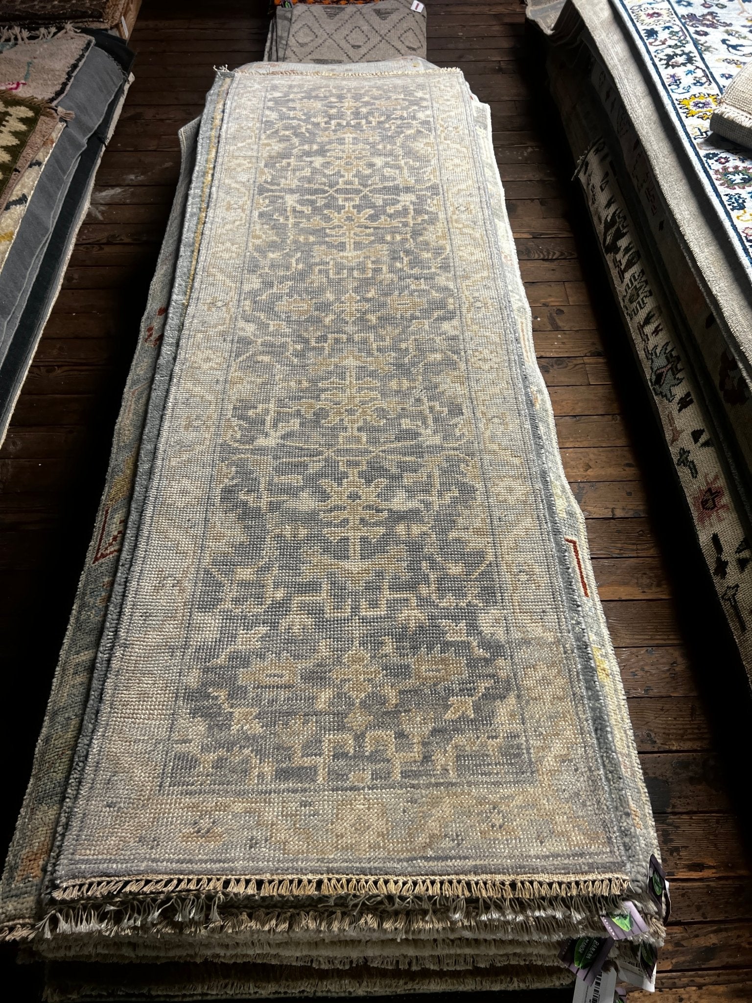 Wheezie 2.6x8 Hand Knotted Grey & Silver Turkish Oushak | Banana Manor Rug Factory Outlet