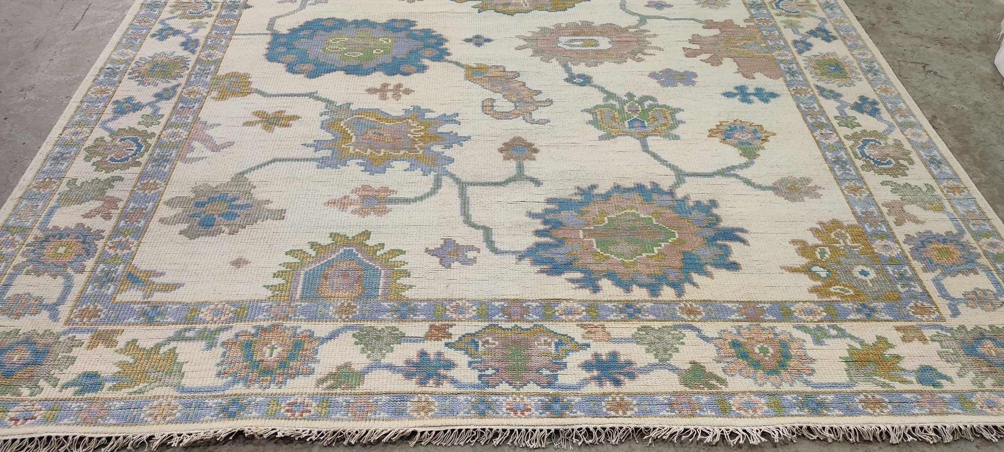 Whit Stillman 9x12 Ivory Hand-Knotted Oushak Rug | Banana Manor Rug Company