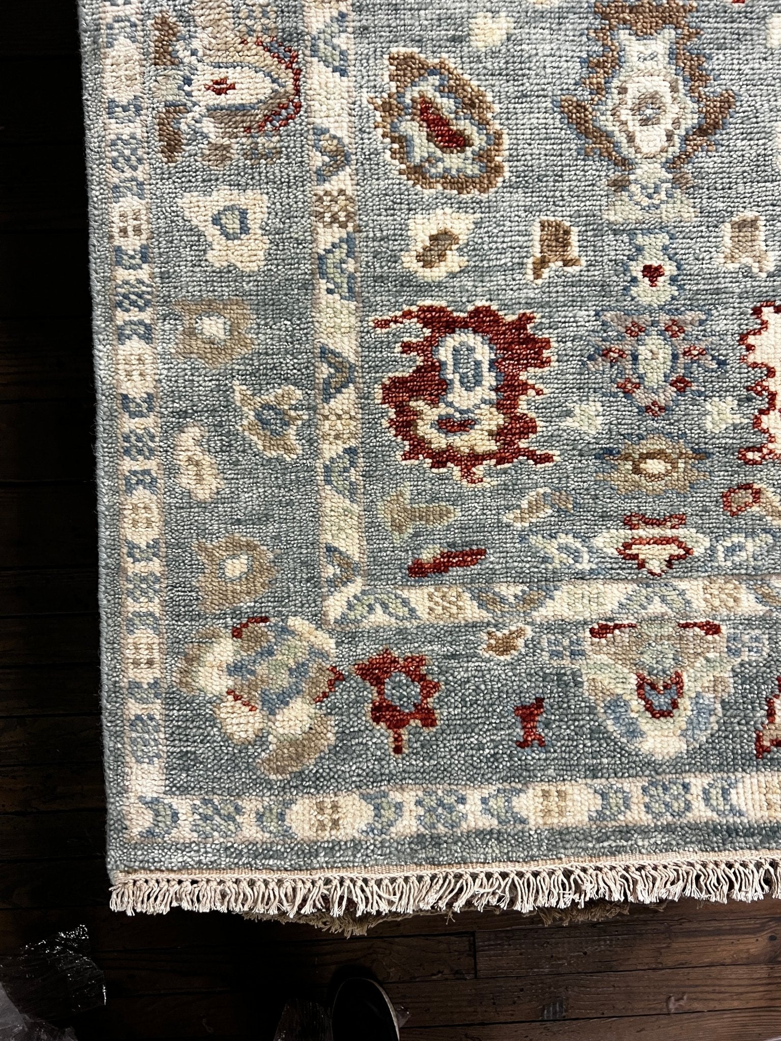 Winter 3x18 Aqua and Blue Hand-Knotted Oushak Runner | Banana Manor Rug Company