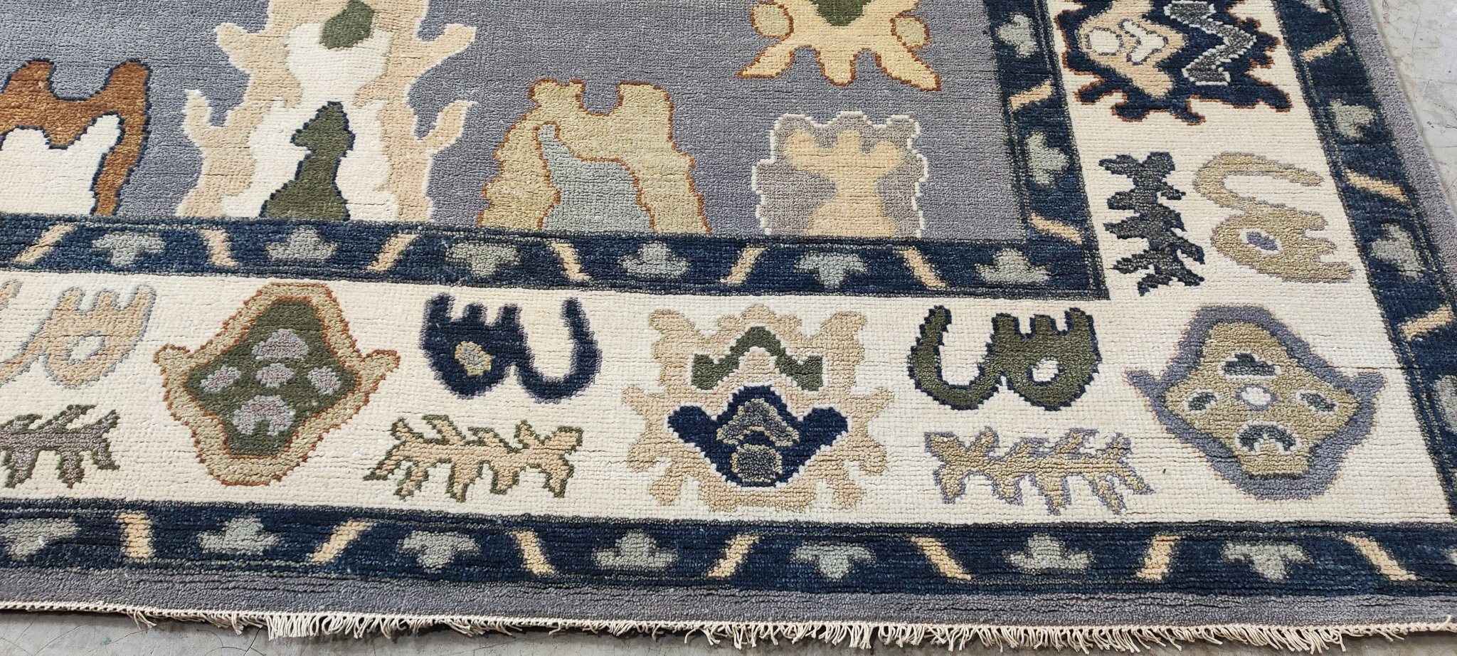 Yvette 9x12 Hand Knotted Green & Ivory Oushak | Banana Manor Rug Factory Outlet