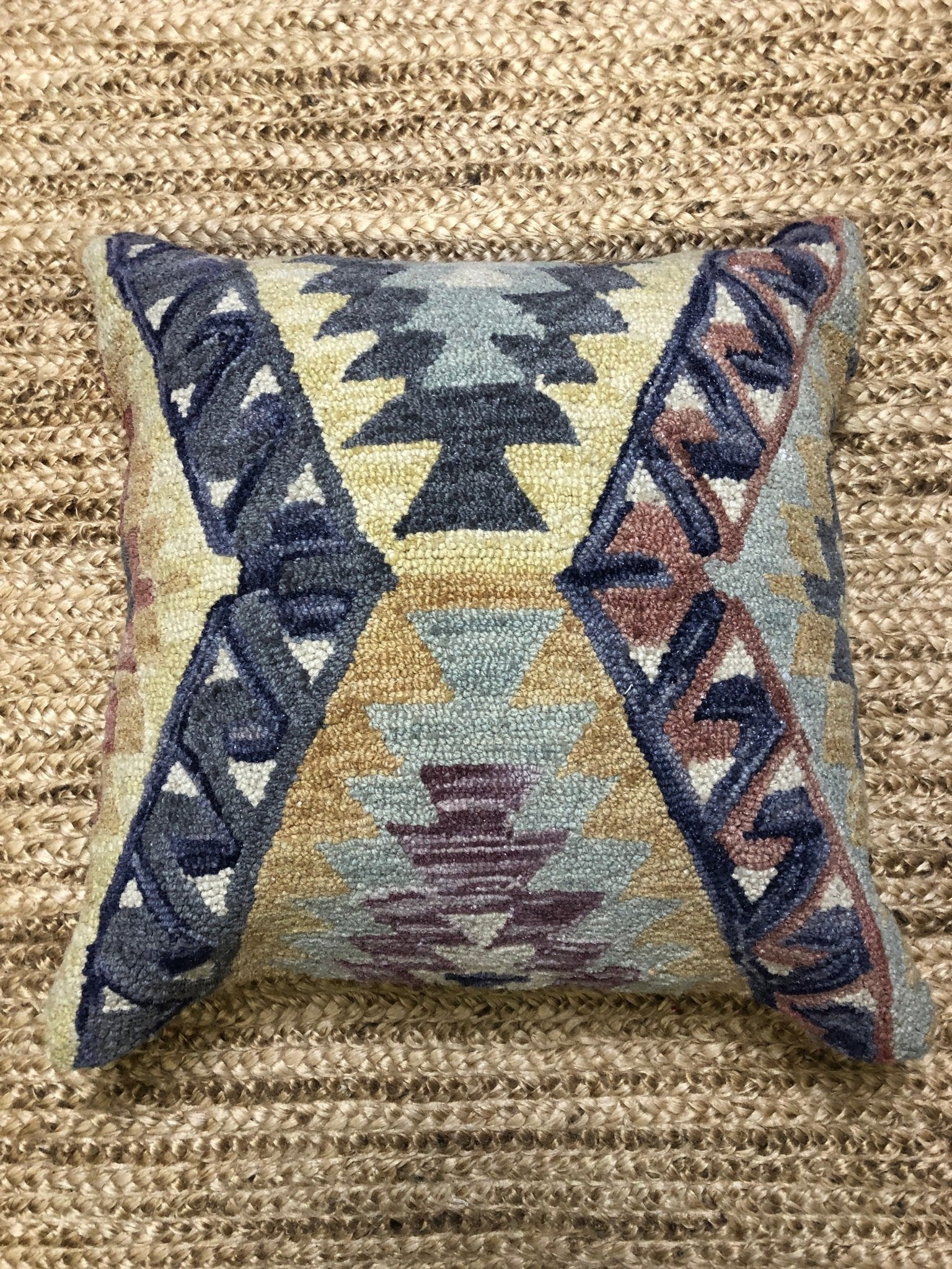 Zig-Zag Multi-Colored Hand Tufted Large Pillow | Banana Manor Rug Company