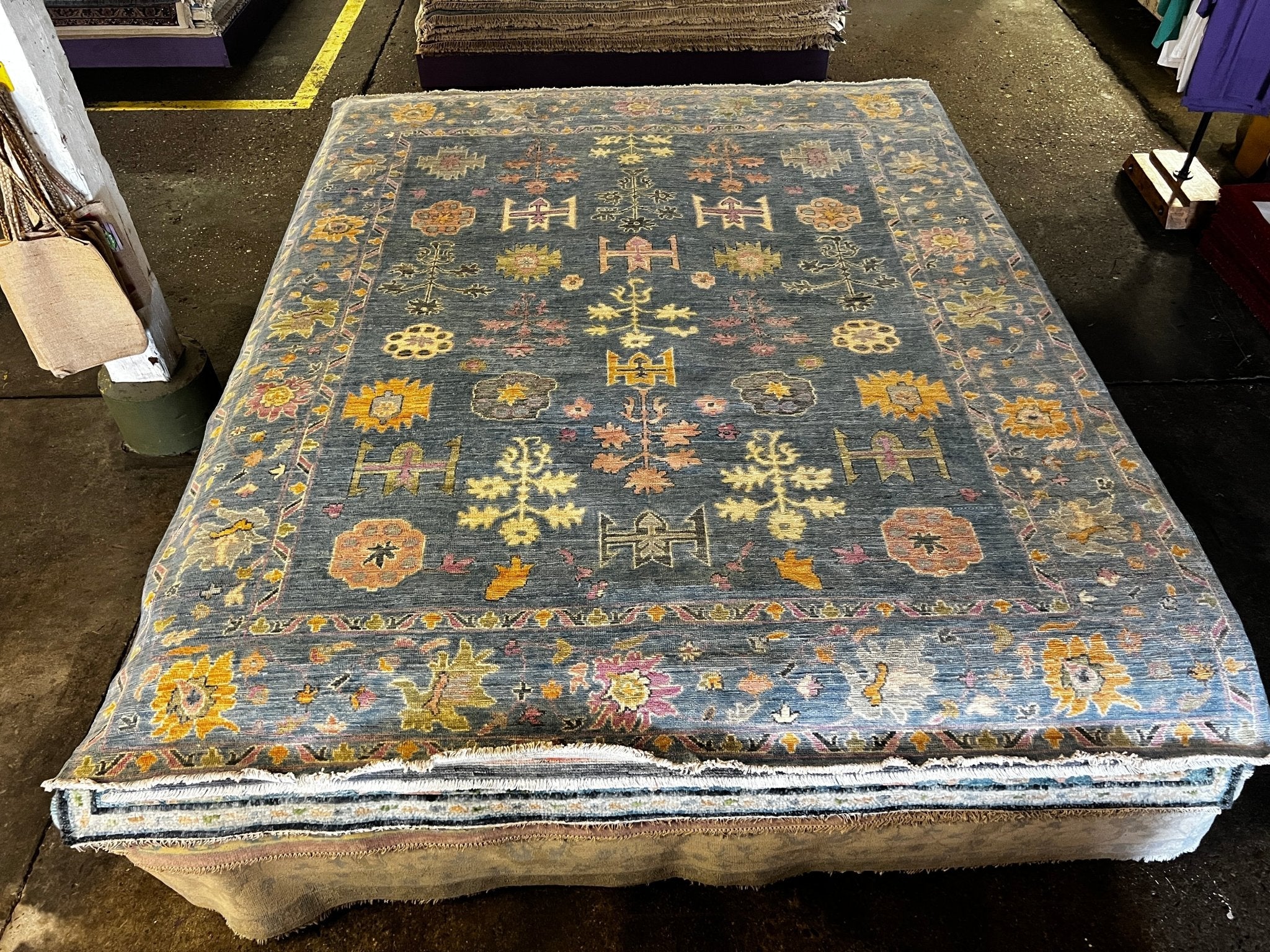 Zohra 8'2"x9'8" Blue Afghani Oushak | Banana Manor Rug Factory Outlet